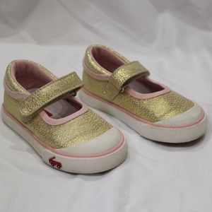 Toddler See Kai Run Gold Mary Janes, size 5